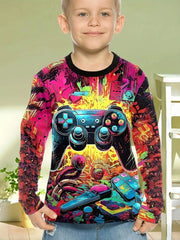 Abbigliamento per bambini Ragazzi Tshirt Manica lunga Cool Gamepad Modello Stampa - immagine 9