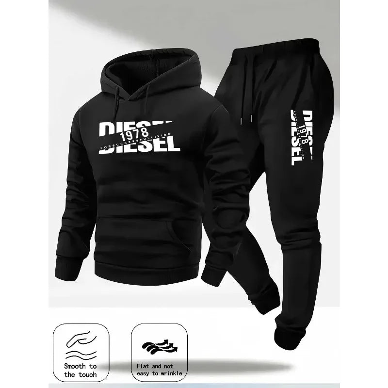 Tuta sportiva uomo 2 pezzi – felpa con cappuccio e pantaloni casual, outfit primavera, autunno/inverno moda streetwear - Campeda