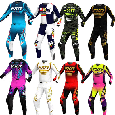 Kit Motocross FXR 2025 – Completo Maglia + Pantaloni Enduro MX, Set Abbigliamento Moto Off-Road Unisex - Campeda