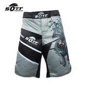Pantaloncini da boxe fitness sportivi grigi samurai giapponese uomo MMA pretorian - immagine 2