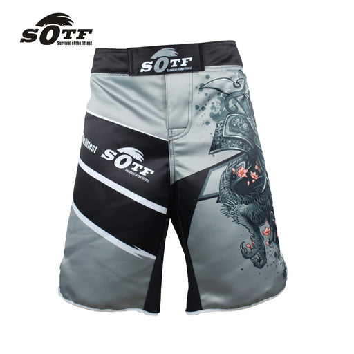 Pantaloncini da boxe fitness sportivi grigi samurai giapponese uomo MMA pretorian - immagine 2