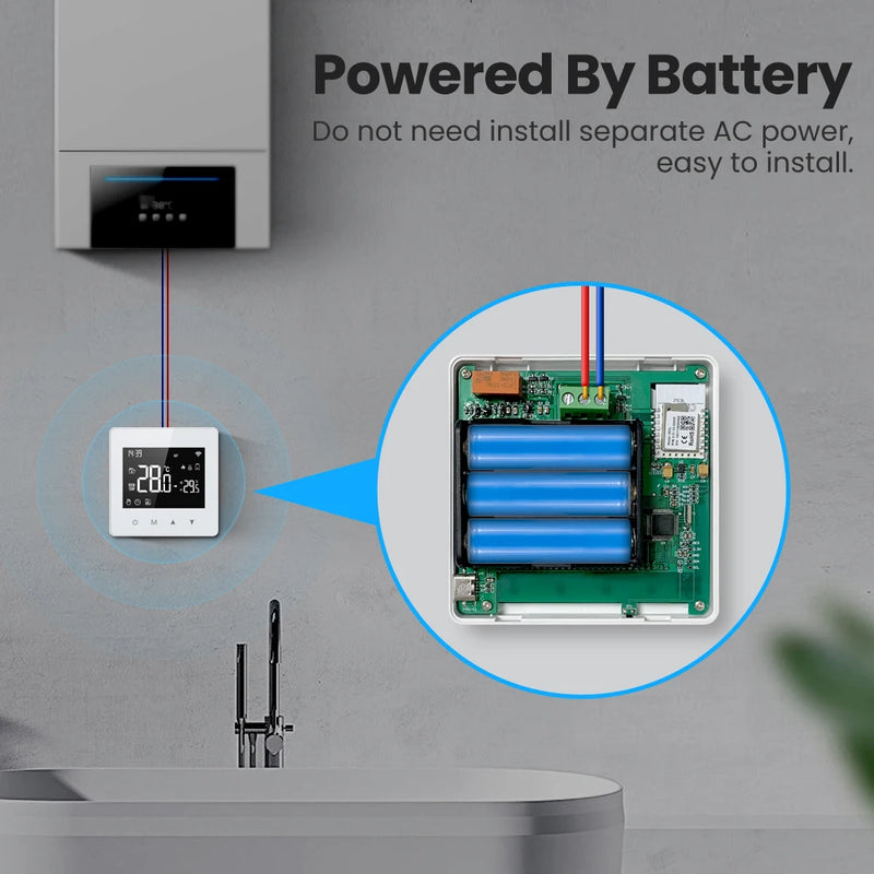 AVATTO Tuya WiFi/ZigBee Termostato Intelligente, Regolatore di Temperatura della Caldaia A Gas Acqua a Batteria a Bassa Potenza per Alexa Google Casa Alice