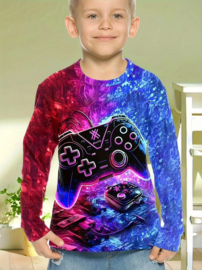 Abbigliamento per bambini Ragazzi Tshirt Manica lunga Cool Gamepad Modello Stampa - immagine 14