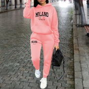 Tuta donna MILANO – set felpa con cappuccio e pantaloni jogging streetwear primavera, autunno inverno - Campeda