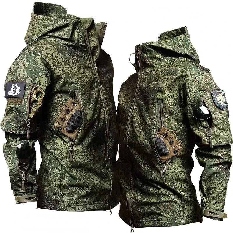 Set mimetico tattico da uomo impermeabile Soft Shell in pile tuta combattimento - immagine 13