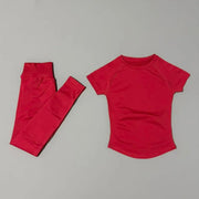Set fitness donna 2 pezzi Histello – top attillato e leggings a costine seamless per yoga, palestra e allenamento - Campeda