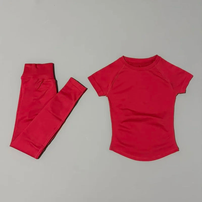 Set fitness donna 2 pezzi Histello – top attillato e leggings a costine seamless per yoga, palestra e allenamento - Campeda