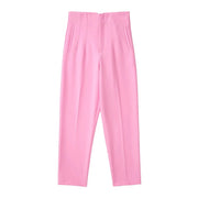 Pantaloni donna Willshela a vita alta con cerniera frontale, gamba dritta full length, stile vintage elegante e chic - Campeda