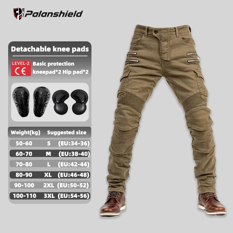 Pantaloni Moto Protettivi con Protezioni – Jeans Motocross Anticaduta con Doppia Cerniera, Pantaloni Riding Unisex 4 Stagioni
