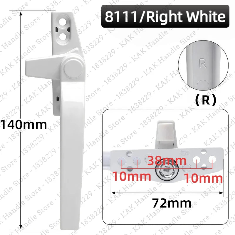 Serratura KAK per Porte e Finestre con Apertura a Pressione - 8111-Right-White - immagine 2