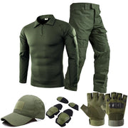 Tute tattiche verdi Uniforme da esterno Abbigliamento uomo Tuta allenamento Camicie - immagine 13