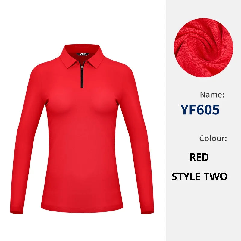 PGM Polo da golf donna ad alta elasticità T-shirt traspirante a maniche lunghe - immagine 11