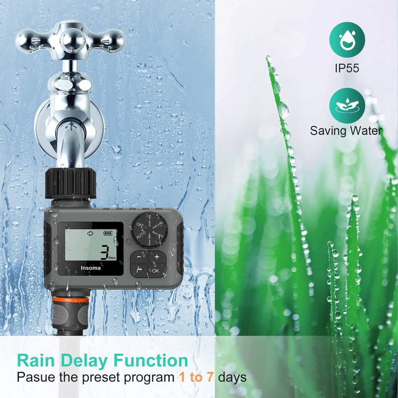 Insoma timer automatico per l'acqua sistema di irrigazione intelligente timer per irrigazione attrezzatura per programmatore da giardino display LCD IPX7
