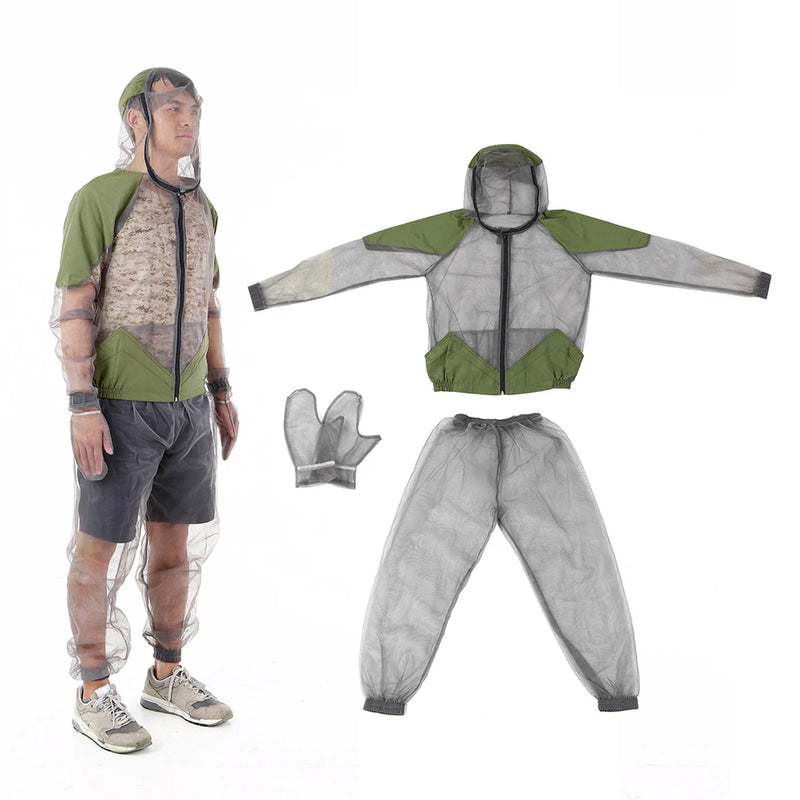 Outdoor Mosquito Repellent Suit Bug Jacket Mesh abiti con cappuccio pesca giacca da