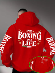 Felpa con Cappuccio da Uomo per Boxe Stampa Grafica sul Retro 'No Boxing - immagine 3