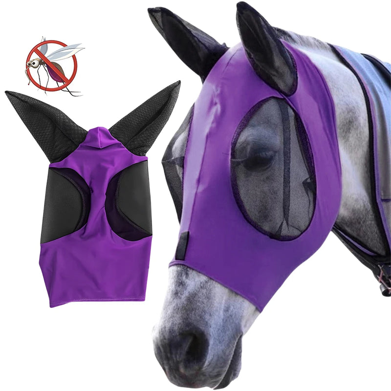 Maschera Anti-Mosche per Cavalli – Copertura Traspirante con Protezione Orecchie e UV