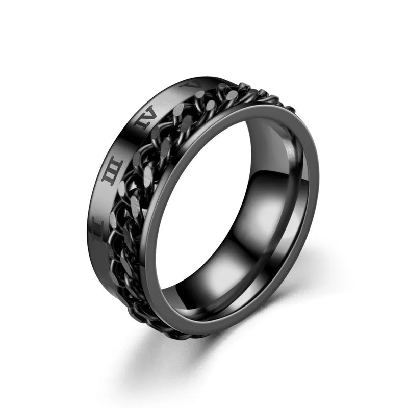 Anelli Spinner in acciaio inossidabile antistress per uomo Intagliato Demon Eye Girevole Fidget Ansia Anello congiunto Gioielli Bague Homme - Campeda