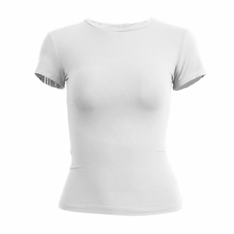 Abbigliamento donna T-shirt manica corta Slim Fit Top O-Collo Guaina lavorata a maglia - immagine 10