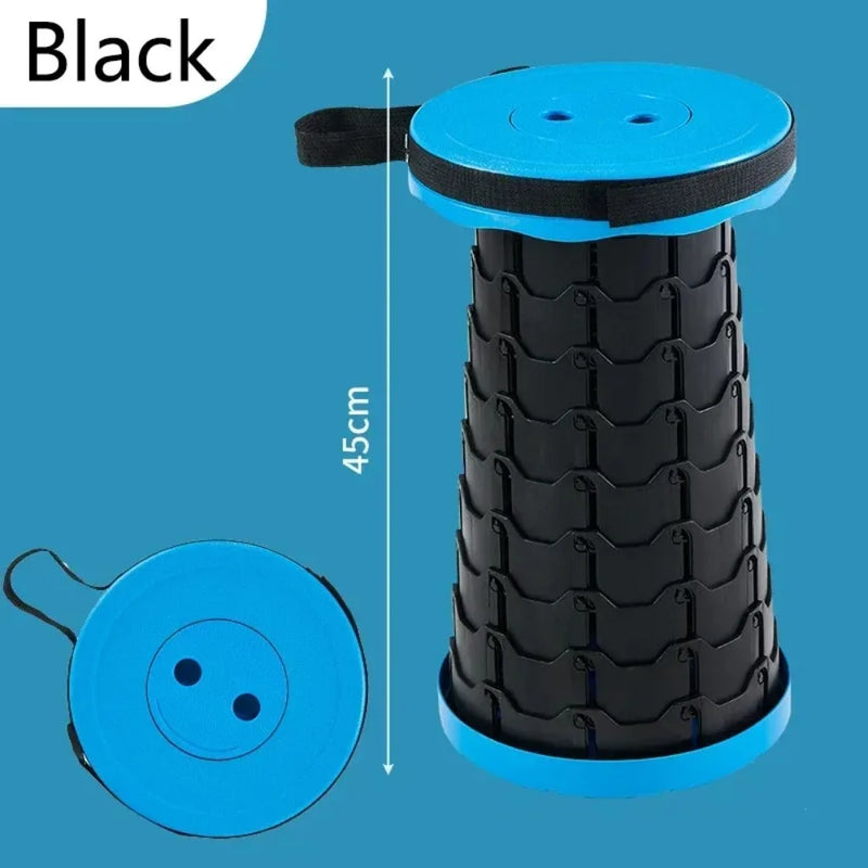 Sedia telescopica pieghevole in plastica, sgabello portatile con altezza regolabile, perfetta per la pesca, la spiaggia e il campeggio.