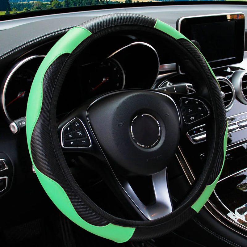 Coprivolante per auto in pelle PU fibra di carbonio senza anello interno adatto