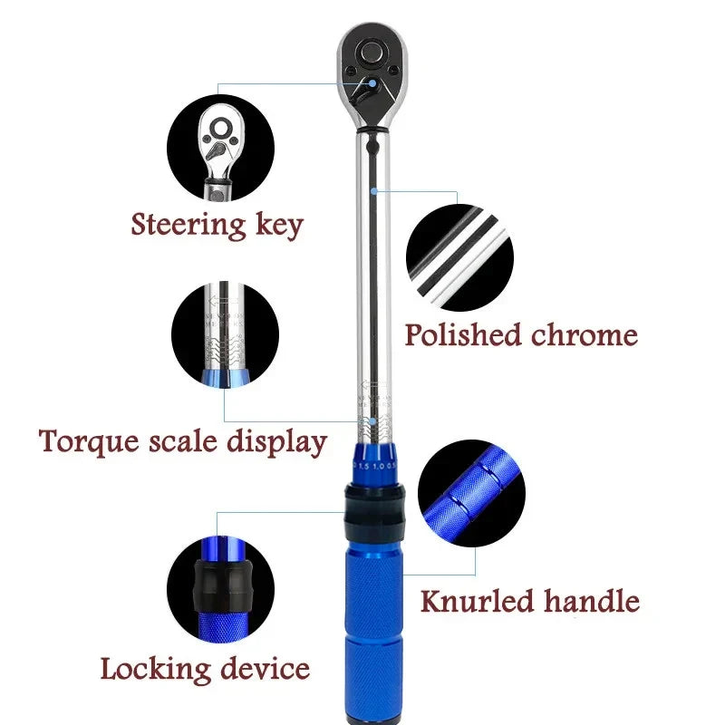 Chiave dinamometrica 5-60N.m Chiave dinamometrica con attacco quadrato da 3/8 pollici ± 3% Chiave dinamometrica ad alta precisione Strumento automobilistico per bicicletta professionale