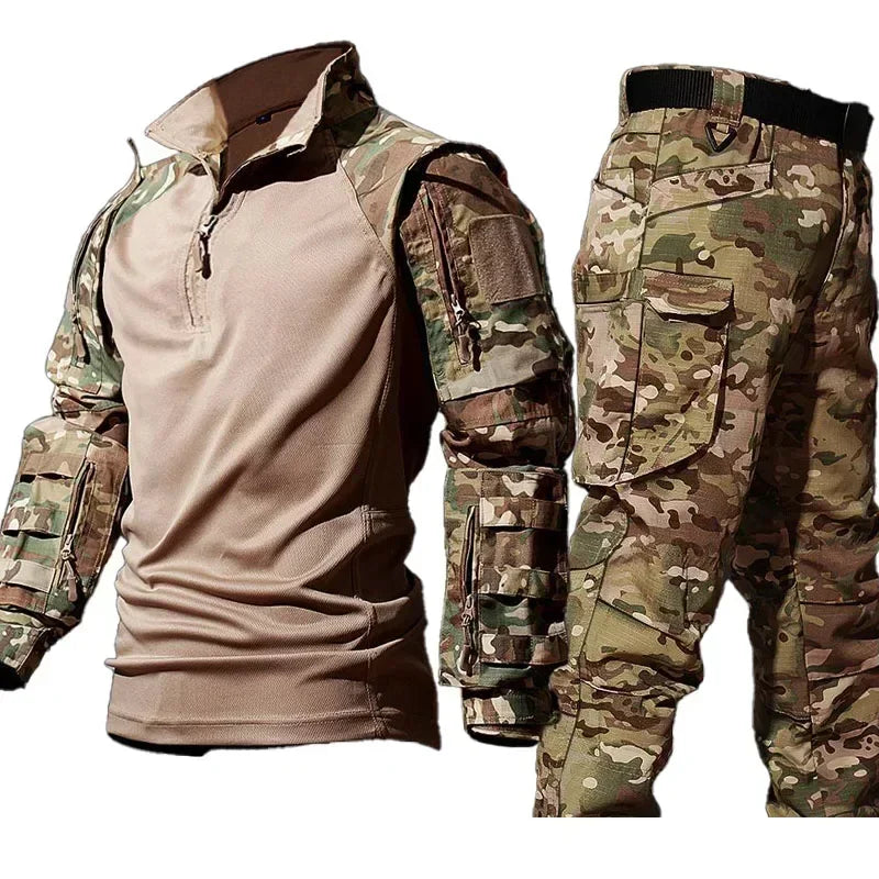 Tute mimetiche Camicie tattiche Set da allenamento Multi-tasca Army Multicam Uniformi - CP Camo Sets S 50-55KG - immagine 19