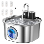 Sensore di ricarica wireless in acciaio inossidabile da 3 litri Fontana per gatti - Acqua per Animali Domestici 6Chip - immag