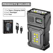 Torcia LED Ricaricabile USB Multifunzione – Mini Torcia Tattica EDC con Magnete e Luce COB - Campeda