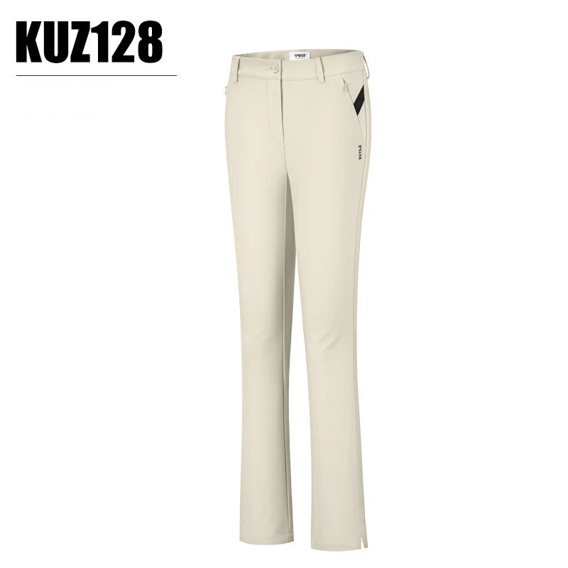 PGM pantaloni da Golf estivi donna caviglie Cropped Fit Slim svasati elastici tasca - immagine 7
