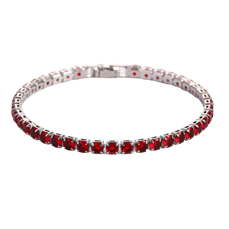 Braccialetti in cristallo di zirconi cubici di lusso Hiphop ghiacciati da 4 mm per donna uomo gioielli a catena con bracciale color argento color oro - Campeda