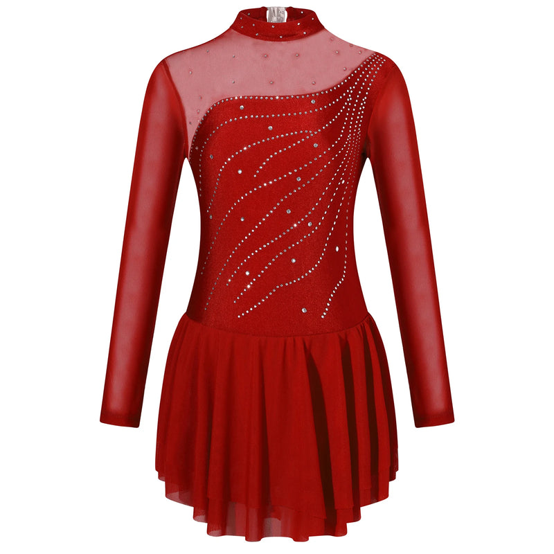 Ragazze Figura Pattinaggio su ghiaccio Vestito da balletto Palcoscenico Costume di - immagine 17