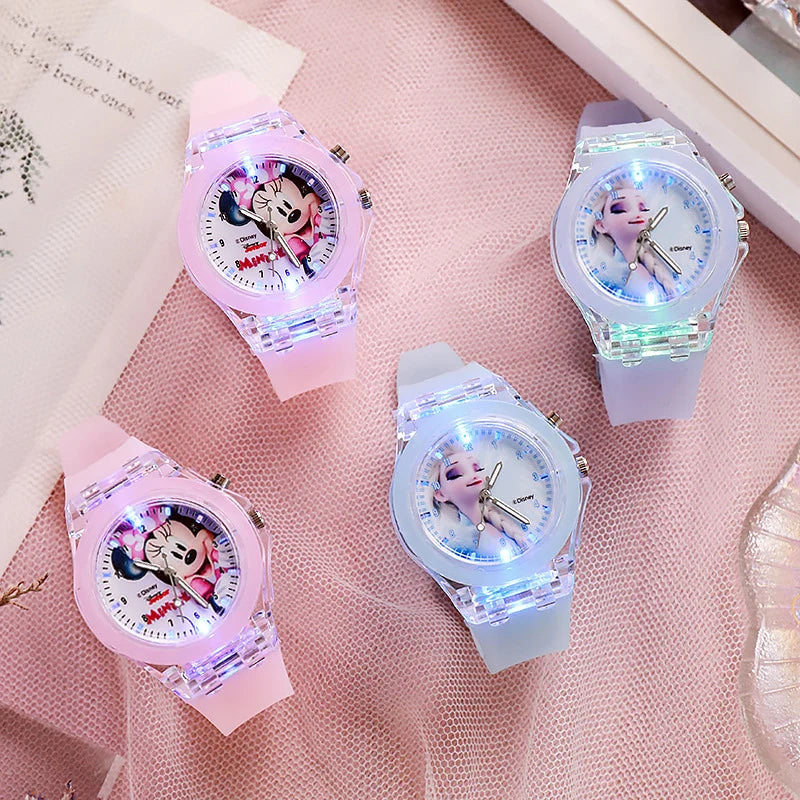 Simpatici orologi per bambini di Topolino Minnie con cinturino in silicone luce flash - immagine 2