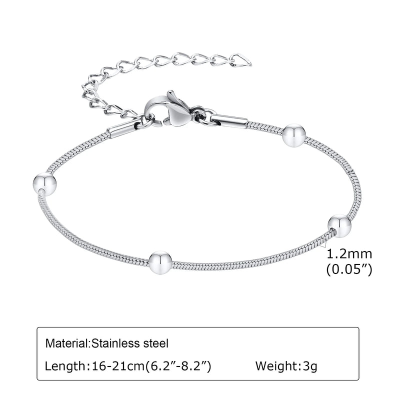 Bracciale a catena da donna color argento bracciali impilabili in acciaio inossidabile - immagine 7