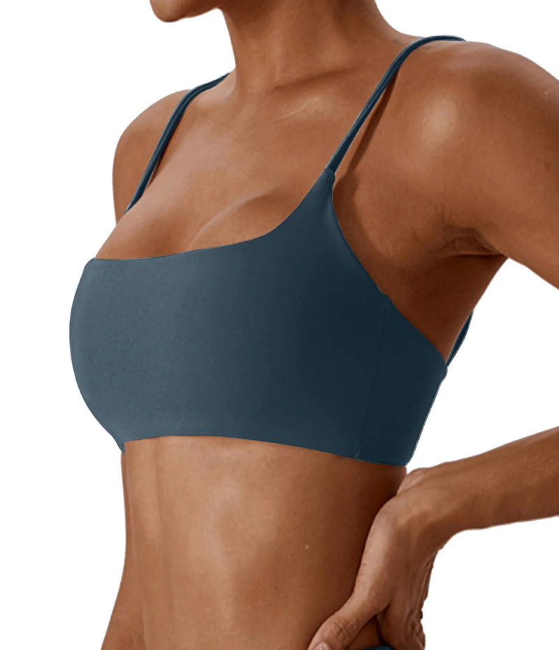 Reggiseno sportivo incrociato sul retro in tessuto super morbido fitness top - immagine 8