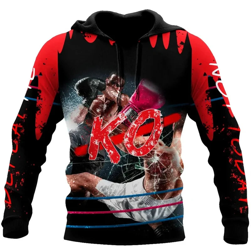 Felpa con cappuccio da boxe stampa 3D di moda abbigliamento uomo sportivo Pop - immagine 5