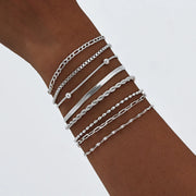 Bracciale a catena da donna color argento bracciali impilabili in acciaio inossidabile