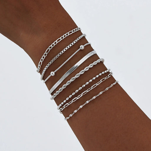 Bracciale a catena da donna color argento bracciali impilabili in acciaio inossidabile