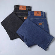 Jeans dritti da uomo Tsingyi – smart casual, elasticizzati, vita media, blu e nero - Campeda
