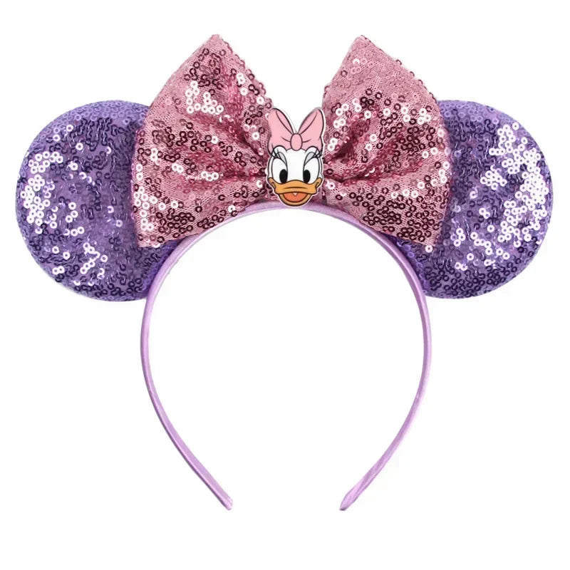 Disney Pink Daisy Duck Bow Fasce per capelli Paillettes viola Fascia orecchie di - 07 - immagine 8