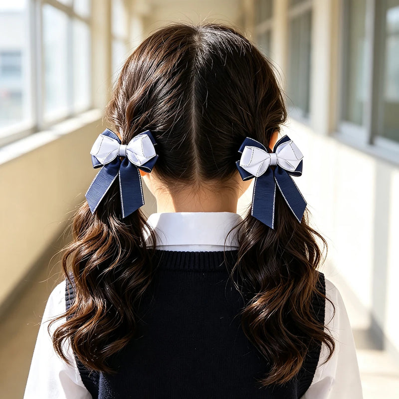Fiocchi per capelli bambine set da 2 pezzi graziosi a doppio strato - immagine 9