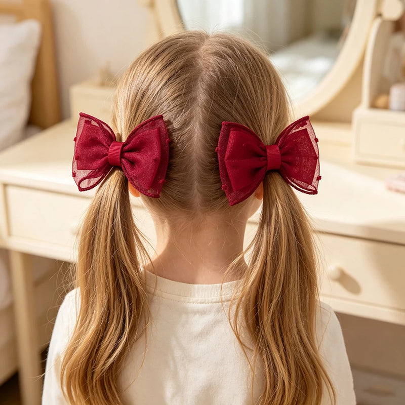 Fiocchi per capelli bambine set da 2 pezzi graziosi a doppio strato - FQ5387-2A-264 - immagine 10