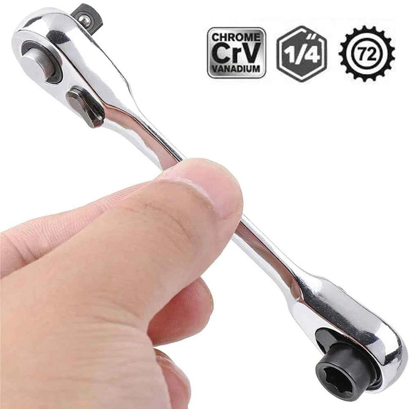 Mini chiave a cricchetto a doppia testa 1/4 pollici presa di azionamento cacciavite bit driver chiave a cricchetto a sgancio rapido utensili manuali