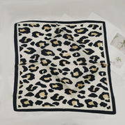 Foulard donna effetto seta 68 cm stampa leopardata retrò, sciarpa quadrata elegante per capelli, collo e accessori borsa - Campeda