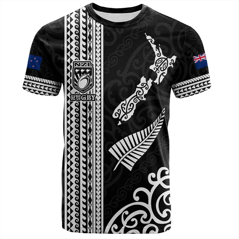 3D Zelanda Maori Palla da rugby Stampa T Shirt Sport Fitness T-shirt ad - immagine 15