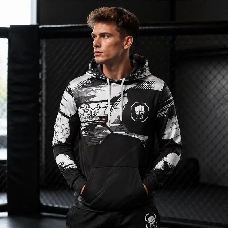 Felpa con Cappuccio da Uomo per MMA e Boxe Grafica Sportiva Combattimento - immagine 2