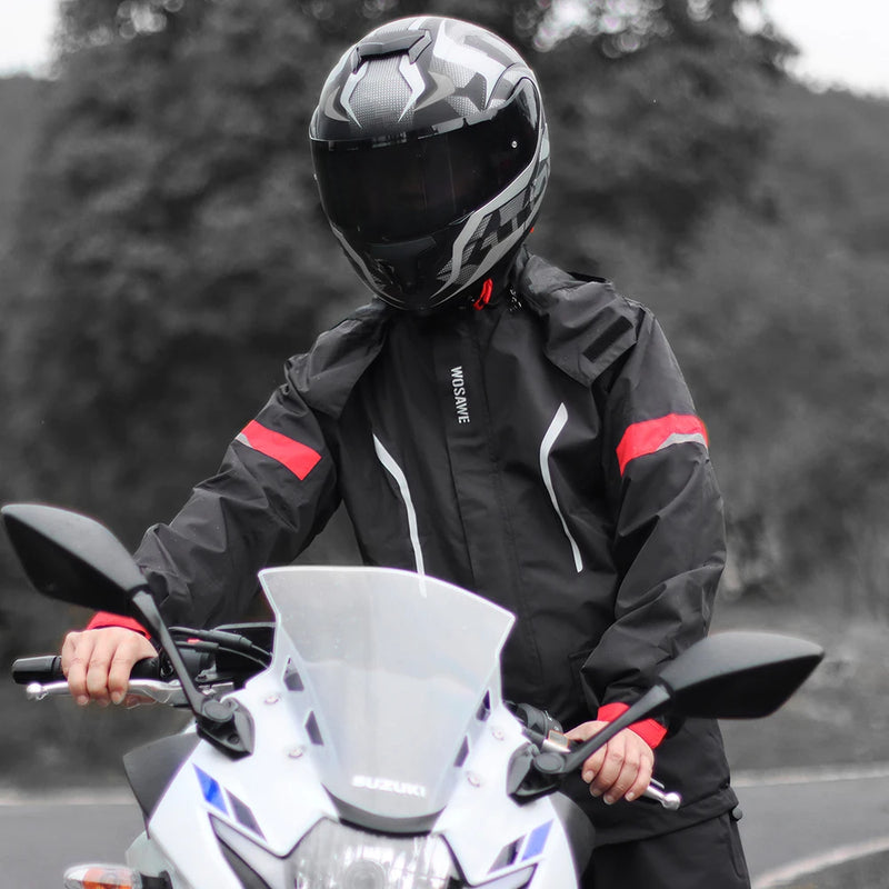 WOSAWE impermeabile da moto riflettente uomo tuta Motocross giacca antipioggia divisa - immagine 5