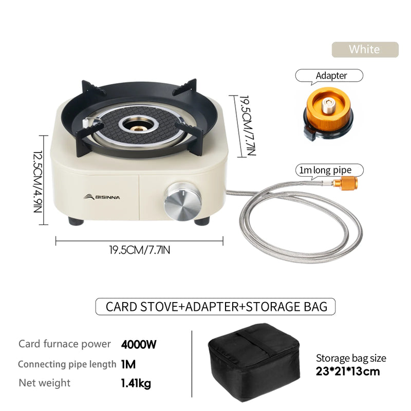 Fornello da Campeggio BISINNA 4000W – Stufa a Gas Portatile ad Alta Potenza con Accensione, Bruciatore Outdoor Trekking Picnic