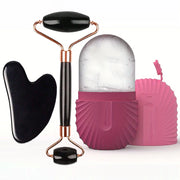 1/2/3 pezzi Rullo per il viso di ghiaccio Cura della pelle del GuaSha - 3pcs set-Rose - immagine 8