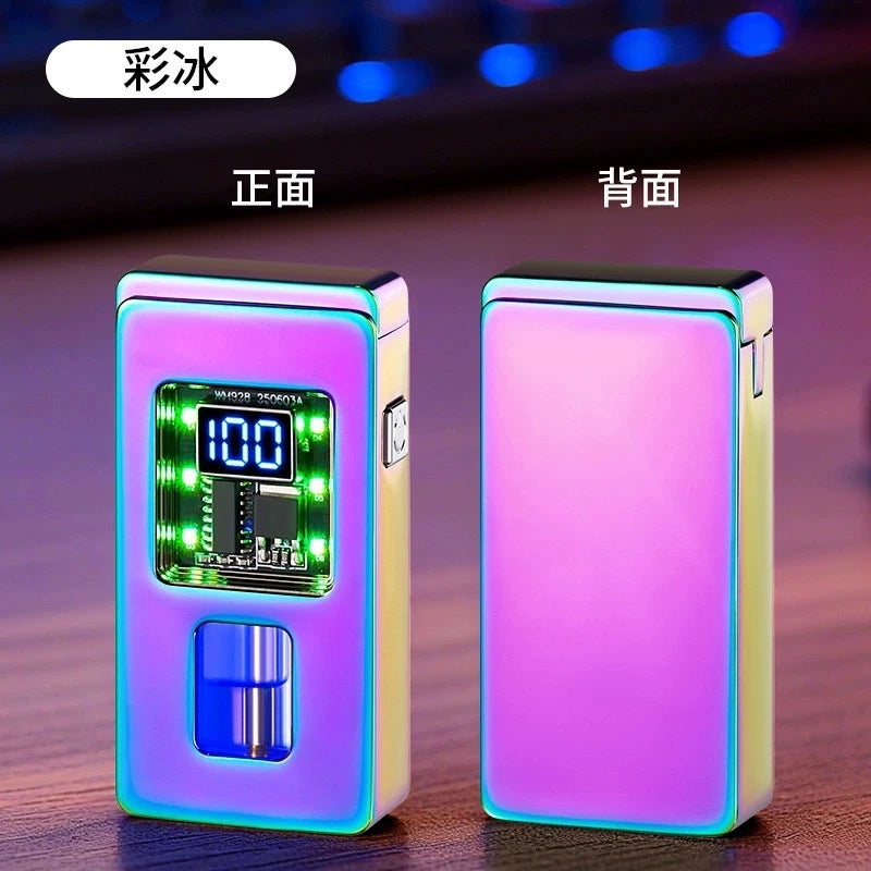 Accendino a Doppia Fiamma Intelligente di Stile Antivento in Metallo - Colorful Ice - immagine 3