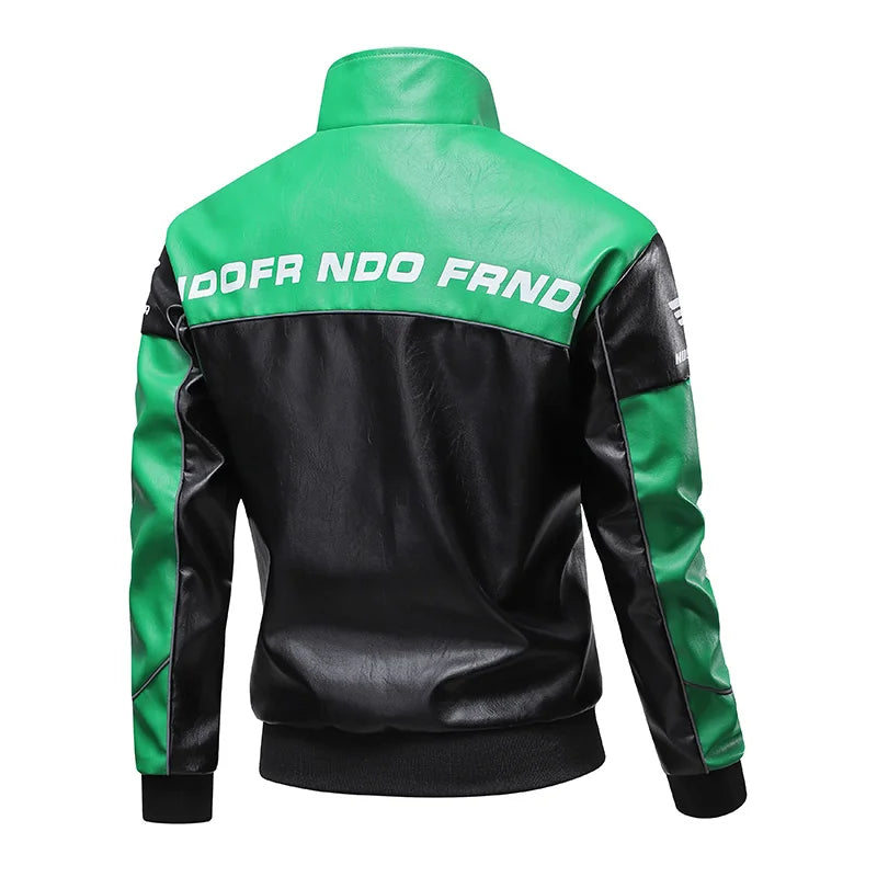 Giacca Moto Uomo in Pelle PU – Giubbotto Biker Multitasche con Colletto Alto, Giacca Primavera Autunno Casual - Campeda